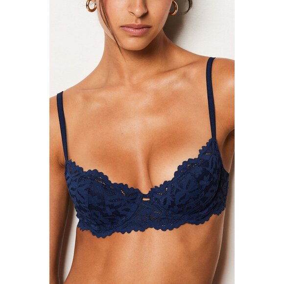 Etam Other - 🆕ETAM Legende Underwire Demi Lace Bra 36C Navy Blue